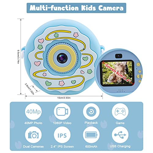 Kids Camera for Girls and Boys, Hacevida Kids Digital Camera with 1080P HD Dual Lens 8X Zoom 32GB TF Card, Toddler Camera Best Christmas Birthday Gifts for Toddler Kids 3 Years Old and Up