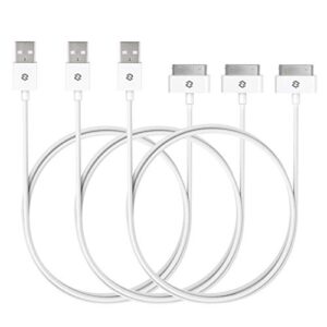 jetech usb sync and charging cable compatible iphone 4/4s, iphone 3g/3gs, ipad 1/2/3, ipod, 3.3 feet, 3-pack