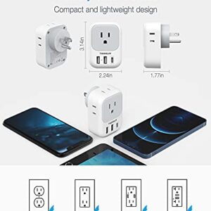 USB C Fast Charger, 20W PD USB Plug Adapter, TESSAN 3 USB Wall Charger Multiports (1 USB C Port), Cube Charging Station for Cruise, Home, Office, Dorm Essentials