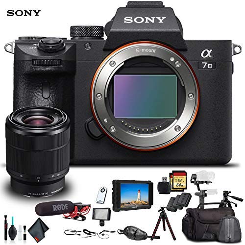 Sony Alpha a7 III Mirrorless Camera W/ 28-70mm Lens ILCE7M3K/B W/Soft Bag, Zhiyun-Tech WEEBILL Stabilizer, Tripod, 2X Extra Batteries, Rode Mic, LED Light, 2X 64GB Cards, External Monitor and More.