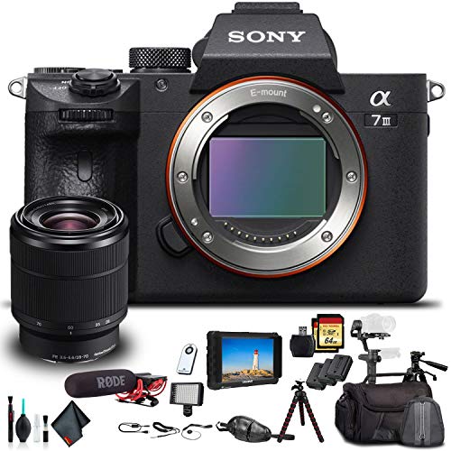 Sony Alpha a7 III Mirrorless Camera W/ 28-70mm Lens ILCE7M3K/B W/Soft Bag, Zhiyun-Tech WEEBILL Stabilizer, Tripod, 2X Extra Batteries, Rode Mic, LED Light, 2X 64GB Cards, External Monitor and More.