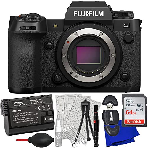 Ultimaxx Basic Bundle + FUJIFILM X-H2S Mirrorless Camera (Body Only) + SanDisk 64GB Ultra Memory Card, 1x Spare Battery (2400 mAh), Memory Card Reader, Manufacturer’s Accessories & More (23pc Bundle)