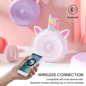 Bluetooth Speaker Pink Waterproof, Unicorn Cartoon Wireless Bluetooth Portable Speaker Desktop Wireless Music Player for Camping/Beach/Sports/Shower