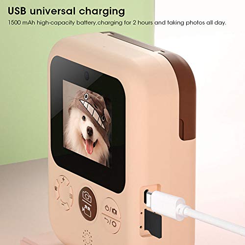 KUIDAMOS Children Print Camera, Children Digital Camera 1500 MAh High Capacity Battery IPS Color Screen Mini Picture Rich Layered for Children Toy