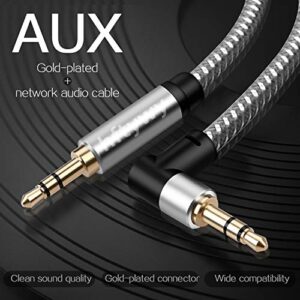 Hftywy 3.5mm Audio Cable 20 ft Male to Male AUX Headphone Cable aux Cable Stereo Aux Jack to Jack Cable 90 Degree Right Angle Auxiliary Cord Compatible for Beats, iPhone, iPod, iPad, Tablets