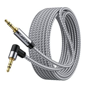 hftywy 3.5mm audio cable 20 ft male to male aux headphone cable aux cable stereo aux jack to jack cable 90 degree right angle auxiliary cord compatible for beats, iphone, ipod, ipad, tablets