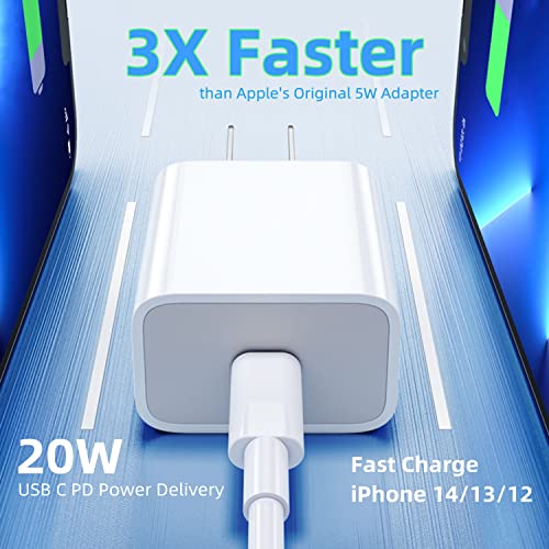 iPhone 14 Charger 20W Adapter for iPhone 13/12/11/14 Series, PD Power Adapter[2-Pack] Wall Plug with 5Ft Charging Cable for iPhone 14/14 Pro/14 Pro Max/14 PLUS/10/9/8