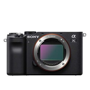 Sony Alpha 7C Mirrorless Digital Camera, Black - Bundle with Bag, 128GB SD Card, Extra Battery, Compact Charger, Wrist Strap