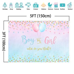 Mocsicka Boy or Girl Gender Reveal Decoration, Blue or Pink Dots Balloon Party Backdrop, Gender Reveal Banner Supplies (5x3ft (60x36 inch))