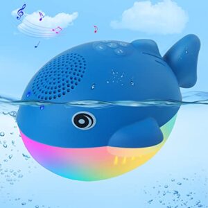 bluetooth 5.1 pool speaker, ipx7 waterproof floating bluetooth speaker with 8 modes lights,stereo sound night lights bluetooth speaker, dolphin sound, built-in mic, tws hot tub speakers for kids gift