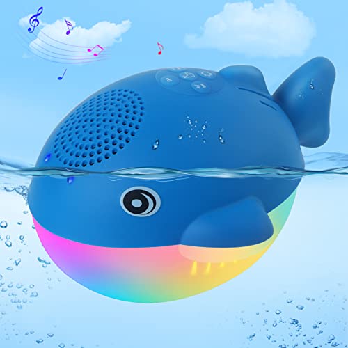 Bluetooth 5.1 Pool Speaker, IPX7 Waterproof Floating Bluetooth Speaker with 8 Modes Lights,Stereo Sound Night Lights Bluetooth Speaker, Dolphin Sound, Built-in Mic, TWS Hot Tub Speakers for Kids Gift