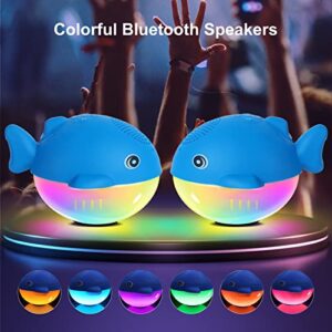 Bluetooth 5.1 Pool Speaker, IPX7 Waterproof Floating Bluetooth Speaker with 8 Modes Lights,Stereo Sound Night Lights Bluetooth Speaker, Dolphin Sound, Built-in Mic, TWS Hot Tub Speakers for Kids Gift