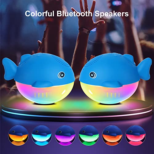 Bluetooth 5.1 Pool Speaker, IPX7 Waterproof Floating Bluetooth Speaker with 8 Modes Lights,Stereo Sound Night Lights Bluetooth Speaker, Dolphin Sound, Built-in Mic, TWS Hot Tub Speakers for Kids Gift