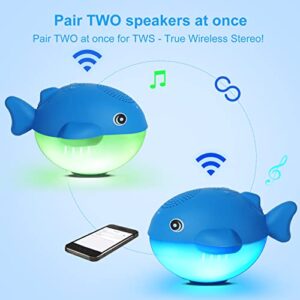 Bluetooth 5.1 Pool Speaker, IPX7 Waterproof Floating Bluetooth Speaker with 8 Modes Lights,Stereo Sound Night Lights Bluetooth Speaker, Dolphin Sound, Built-in Mic, TWS Hot Tub Speakers for Kids Gift