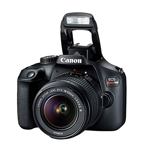 Canon EOS Rebel T100 DSLR Camera w/EF-S 18-55mm F/3.5-5.6 Zoom Lens + 64GB Memory + Case + Tripod + Filters (28pc Bundle) (Renewed)