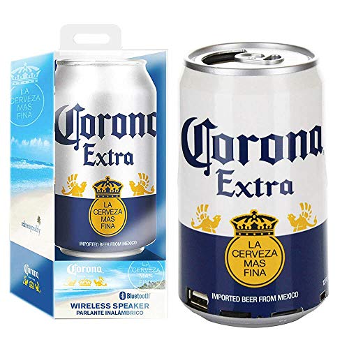 Corona Bluetooth Can Speaker- Wireless Audio Sound Stereo Beer Can, Bluetooth Corona Music Player Portable Travel Stereo Speaker. Official Corona Universal Speaker for all Devices - Corona Extra White