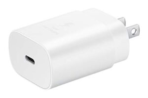 samsung 25w wall charger usb c adapter, super fast charging block for galaxy phones and devices, cable not included, 2021, us version, white