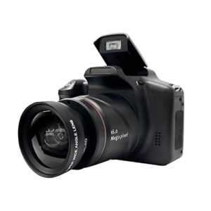 digital camera with 16x digital zoom, 720p pixels captured on a 2.4 inch screen, battery powered (without battery) sd card