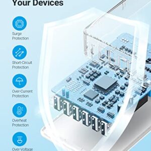 USB Charging Station, Topvork 6-Port USB Wall Charger, Multiport 60W USB Charging Hub, 6-in-1 Desktop USB Charger, Compact USB Charger Block for iPhone 13/13 Pro/iPhone 12, Galaxy, Note, Pixel & More