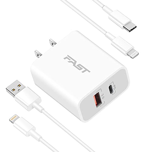 [Apple MFi Certified] iPhone 12 13 14 Fast Charger, ARCCRA 20W PD Dual Port USB C Wall Charger Plug Charging Block Adapter + 2 X 6FT Lightning Cable for iPhone 14 13 12 Pro Max Mini 11 XS XR X, iPad