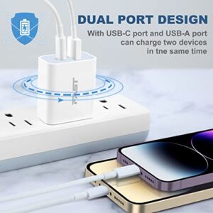 [Apple MFi Certified] iPhone 12 13 14 Fast Charger, ARCCRA 20W PD Dual Port USB C Wall Charger Plug Charging Block Adapter + 2 X 6FT Lightning Cable for iPhone 14 13 12 Pro Max Mini 11 XS XR X, iPad