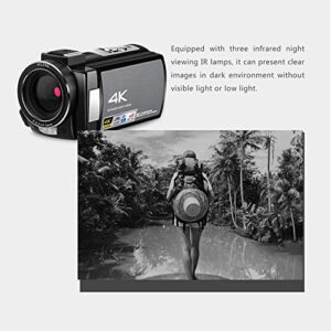 Oumij1 Digital Video Camera 3IN High Definition 4K Video Camera 16X Zoom Handheld DV IR Infrared Night Viewing Digital Home Travel Conference Live (US Plug 100‑240V)