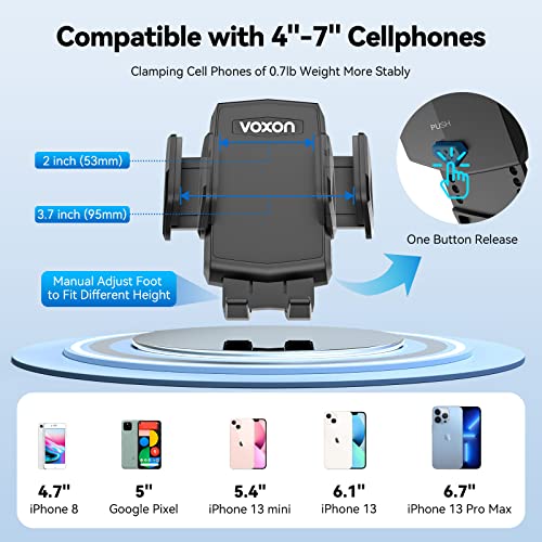 VOXON Cup Holder Phone Mount with Car Vent Clip, [2 Mounting Options], Adjustable Stable Long Arm Cup Car Phone Holder Cradle Compatible with iPhone Samsung Pixel All Phones