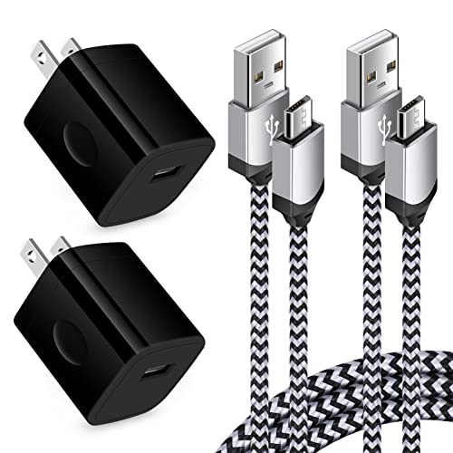 Android Charger, Micro USB Charger Cable Cord Wall Charger Block Plug Fast Charging for Samsung Galaxy S7 Edge S6 S5 J3 J7 J7V Note 5 4,Moto G5,E5 Play E6 E4,LG Stylo 3 2 G4 K50 K40,HTC,Android Phone