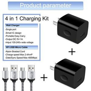 Android Charger, Micro USB Charger Cable Cord Wall Charger Block Plug Fast Charging for Samsung Galaxy S7 Edge S6 S5 J3 J7 J7V Note 5 4,Moto G5,E5 Play E6 E4,LG Stylo 3 2 G4 K50 K40,HTC,Android Phone
