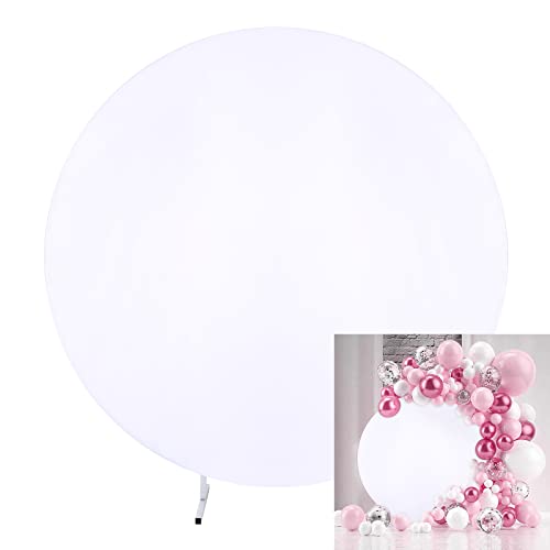 White Round Backdrop 6.5x6.5ft Polyester White Circle Backdrop Cover for Wedding Birthday Parties Baby Shower Photography Background