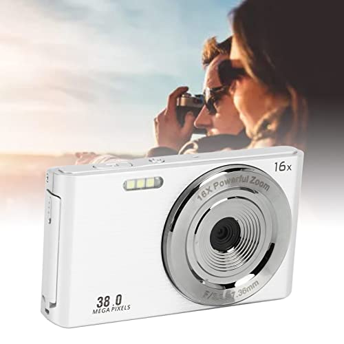 Digital Camera, 1080P 38MP 16X Digital Zoom Rechargeable Compact Vlogging Camera with 2.4 Inch LCD Screen and Fill Light Portable Mini Pocket Camera for Kids Teens Beginner