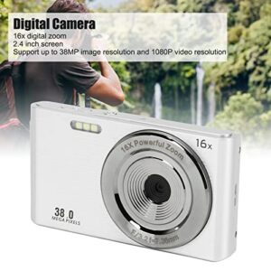 Digital Camera, 1080P 38MP 16X Digital Zoom Rechargeable Compact Vlogging Camera with 2.4 Inch LCD Screen and Fill Light Portable Mini Pocket Camera for Kids Teens Beginner