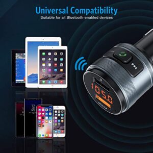 Criacr Bluetooth FM Transmitter for Car, Wireless Radio Transmitter Adapter Car Kit, MP3 Music Player, Dual USB Ports, QC3.0 Quick Charging, Hands Free Calling, Support USB Flash Drive