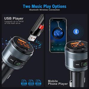 Criacr Bluetooth FM Transmitter for Car, Wireless Radio Transmitter Adapter Car Kit, MP3 Music Player, Dual USB Ports, QC3.0 Quick Charging, Hands Free Calling, Support USB Flash Drive