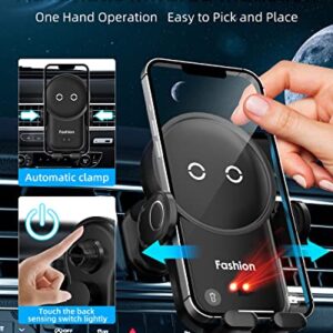 Wireless Car Charger iPhone with Vent Clip,15W Fast Charging Kharly Car Phone Charger Holder,Smart Sensor Auto-Clamping Fashion Phone Holder Mount for Car for iPhone 14 Pro/13 Samsung etc