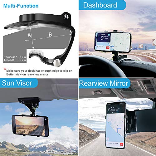 BelleViewWay Car Phone Holder Mount Upgrade 360-Degree Rotation Universal Car Cell Phone Holder Multi-Function Compatible w/ Smartphones iPhone Galaxy (Upgrade 360-Degree)