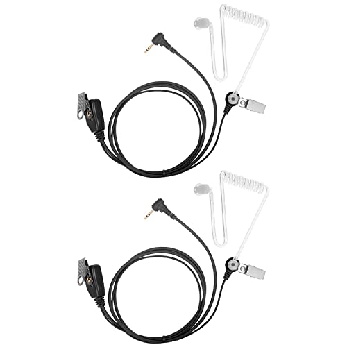 KANMIT 1 Pin 2.5mm Earpiece Headset for Motorola Radio Talkabout T200 T260 T600 T800 MH230R MR350R MT350R Walkie Talkie with Covert Acoustic Tube and PTT mic (2 Pack)