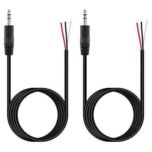 Fancasee 2 Pack 6 ft Replacement 3.5mm Male Plug to Bare Wire Open End TRS 3 Pole Stereo 1/8" 3.5mm Plug Jack Connector Audio Cable for Headphone Headset Earphone Cable Repair