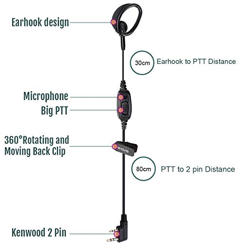 Retevis RT68 Soft Earhook Two Way Radio Earpiece Single Wire,in-Ear, Compatible RT22 RT21 H-777 RT68 H-777S RT22S RT18 pxton Arcshell Walkie Talkie, Walkie Talkie Earpiece 2 Pin(4 Pack)