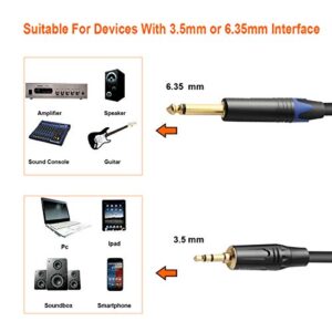 TISINO 1/8 to 1/4 Stereo Cable, 1/8 Inch TRS Stereo to Dual 1/4 inch TS Mono Y-Splitter Cable 3.5mm Aux Mini Jack to Jack Breakout Cord - 3.3 feet