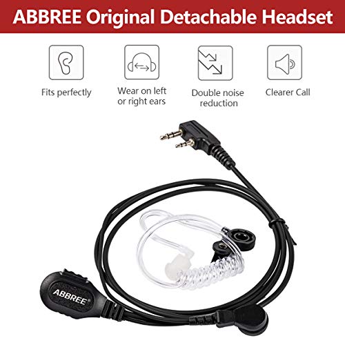 BAOFENG ABBREE Original Air Acoustic Tube Walkie Talkie Earpiece 2-Pin Detachable Two Way Radio Headset Compatible with Ham Radio UV5R UV-82 BF-888S BF-F8HP Series(1Pack)