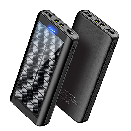 Solar Charger 30000mAh - YPWA Solar Power Bank 2 Output with LED Flashlight for iPhone,Android and Outdoor Camping(1pcs)