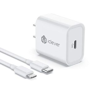 iphone 14 13 12 fast charger: iclever 20w pd usb c fast charger, wall charger adapter with mfi certified 6.6ft usb c to lightning cable for iphone 14/13/13 pro/12 pro/12 pro max/11 pro/ipad pro