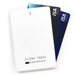 attom tech 2500mah power bank mini,back-up phone battery pack ultra slim,pocket size thin external phone battery pack emergency phone power built-in charging cable for android micro usb and apple(wht)