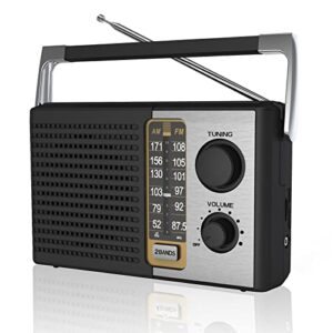 yewrich am fm radio with best reception, portable battery operated transistor radios, headphone jack, ac powered, suit for senior and home, black