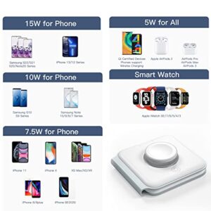 2 in 1 Magnetic Wireless Charger Foldable, ESSAGER Magnetic Wireless Charging Station, Wireless Charging Pad, Compatible with iPhone 14/13/12, Airpods 3/2/Pro, iWatch (Dual Pad for Phone&iWatch)