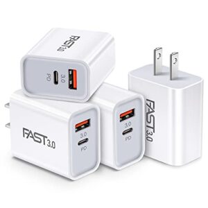 20w usb c fast charger[ 4-pack] iseekerkit dual port pd power delivery + fast charger 3.0 wall charger block compatible for iphone14 13/12/pro max mini xs/xr/x, 8/7/6, pad pro,samsung galaxy, pixel