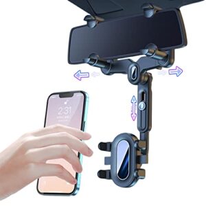 anieloe car rearview mirror phone holder,upgraded 4-clip rotatable and retractable car phone mount,360°swivel view rotating cell phone holder for car