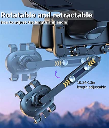 ANIELOE Car Rearview Mirror Phone Holder,Upgraded 4-Clip Rotatable and Retractable Car Phone Mount,360°Swivel View Rotating Cell Phone Holder for Car