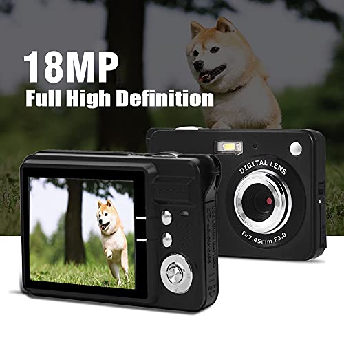 8X Zoom Card Digital Camera, Portable 18 MP 2.7in 1280x720 Full HD LCD Display CMOS Auto Focusing Pocket Camera Support 32GB Memory Card, for AdultSeniorsKids (Black)